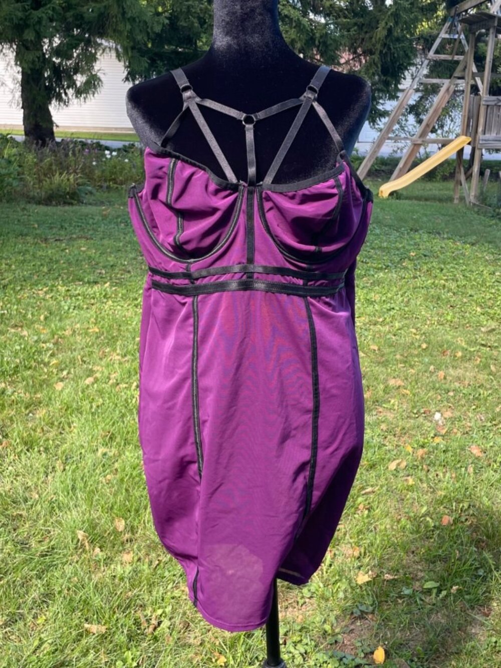 Torrid Bustier Lingerie Dress 3X Purple Mesh Chemise Goth Witchy Halloween Vamp